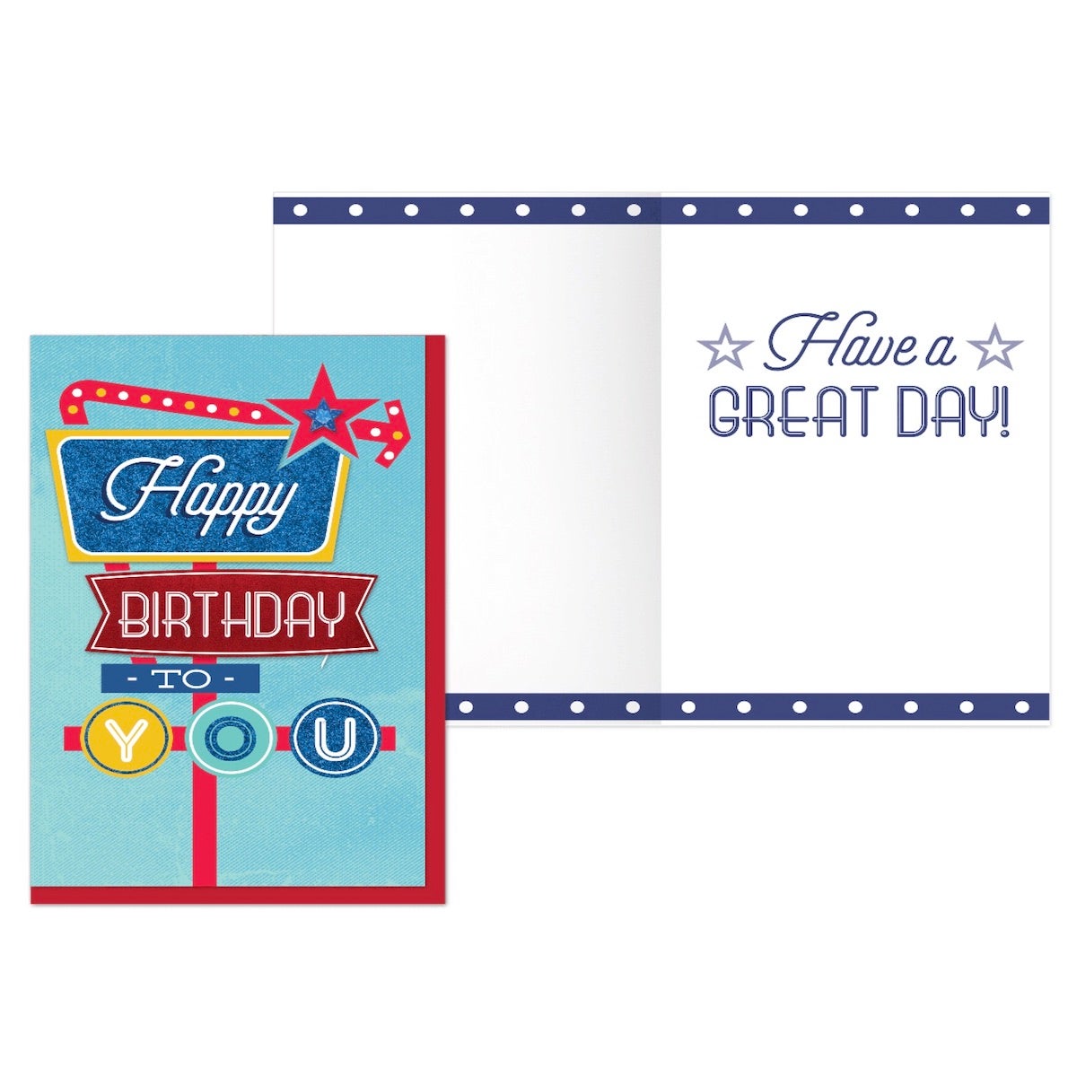 PaperCraft Handmade Birthday Card w- Envelope – Retro Sign