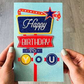 PaperCraft Handmade Birthday Card w- Envelope – Retro Sign