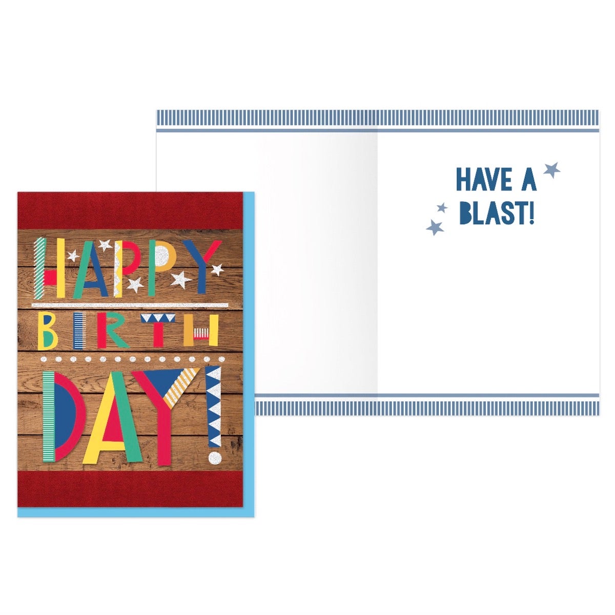 PaperCraft Handmade Birthday Card w- Envelope – Woodgrain Style