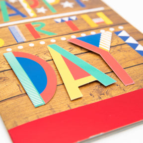 PaperCraft Handmade Birthday Card w- Envelope – Woodgrain Style