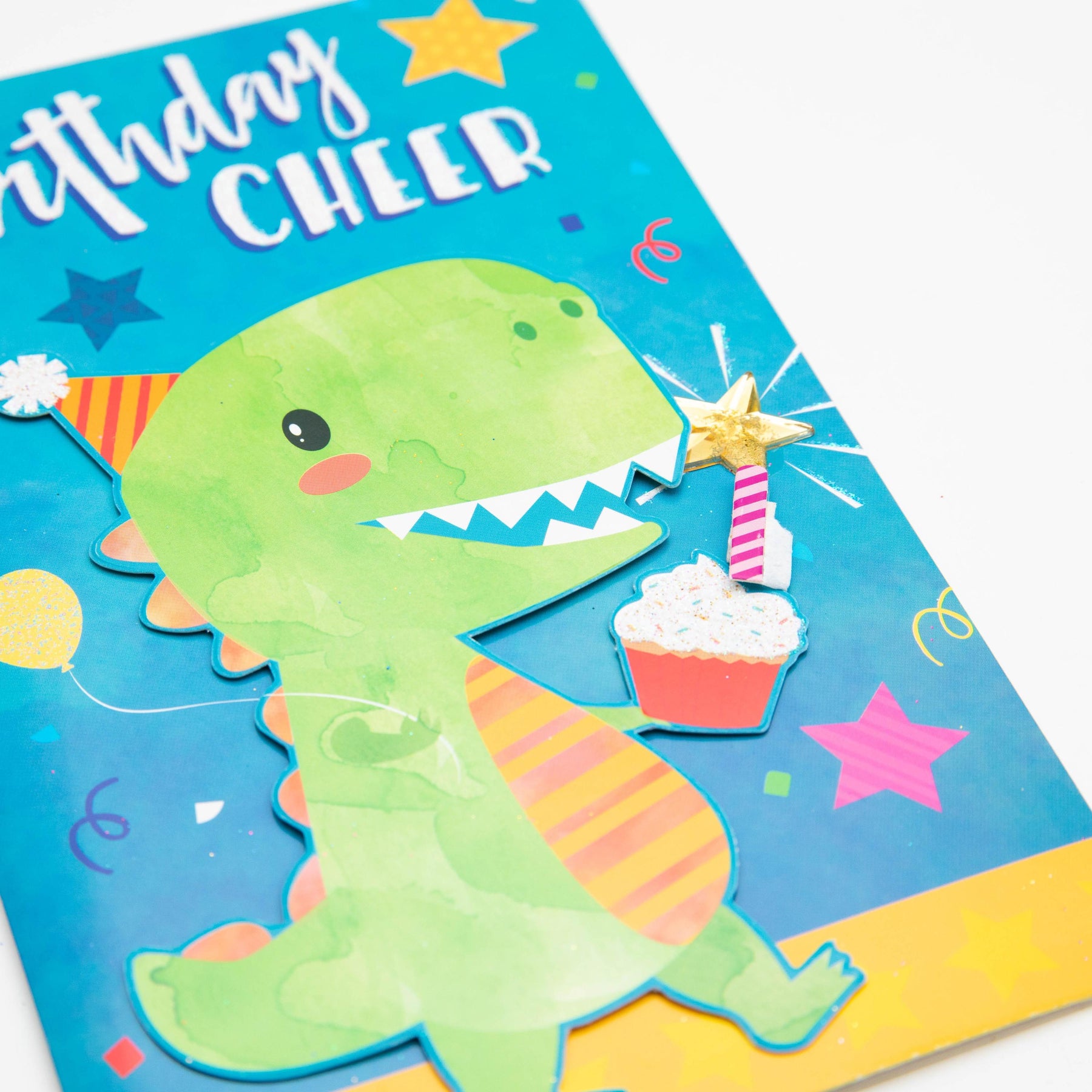 PaperCraft Handmade Kids Birthday Card – Dinosaur Birthday Cheer