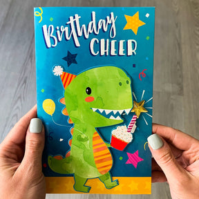 PaperCraft Handmade Kids Birthday Card – Dinosaur Birthday Cheer