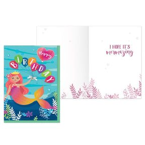 PaperCraft Handmade Kids Birthday Card – Mermaid With Balloons
