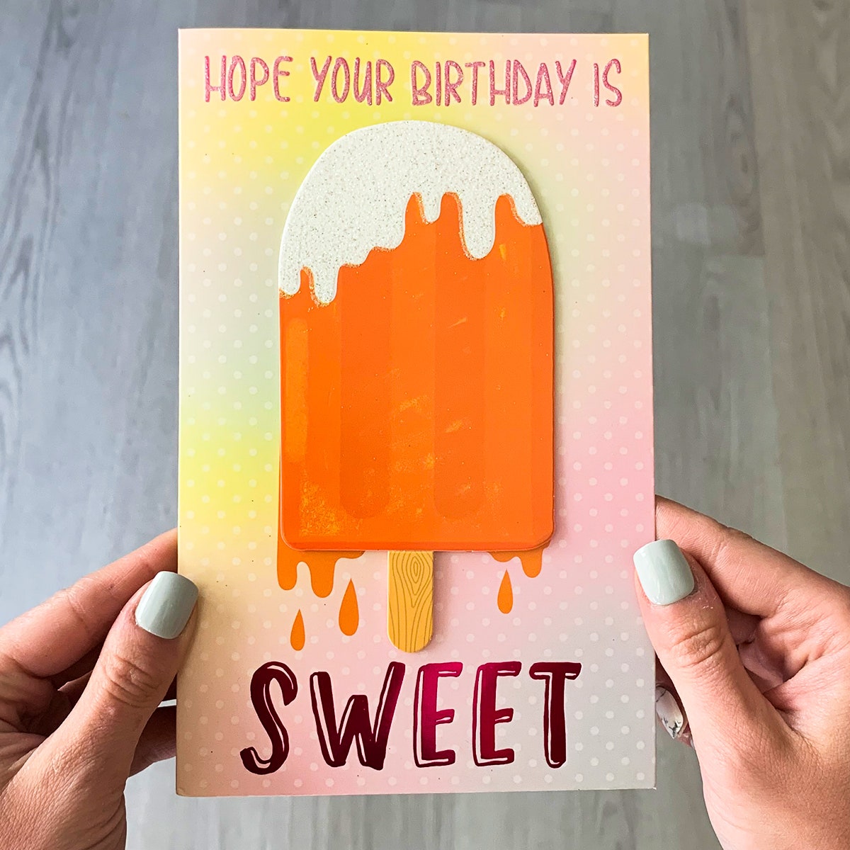 PaperCraft Handmade Kids Birthday Card – Sweet Popsicle