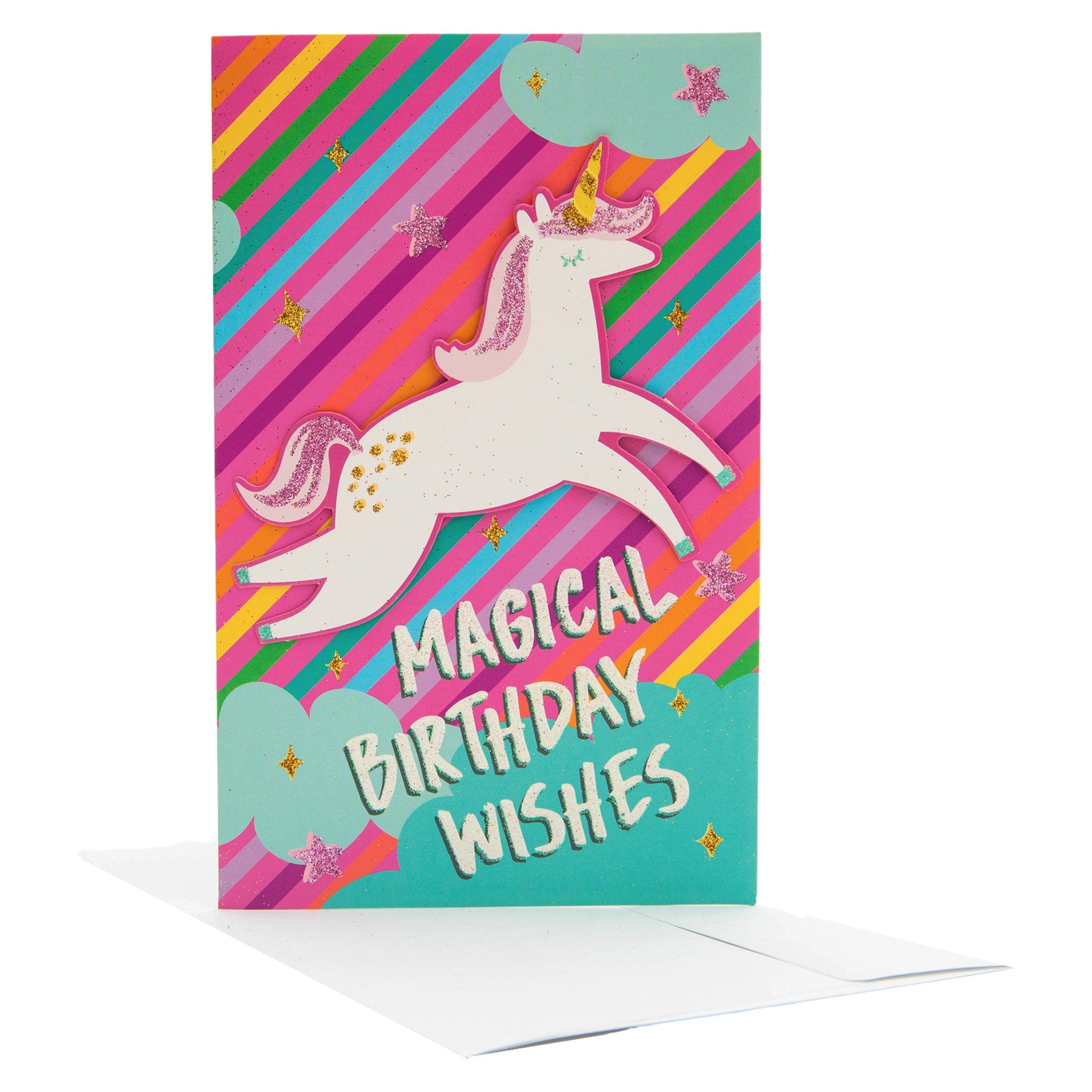 PaperCraft Handmade Kids Birthday Card – Unicorn Magical Wishes