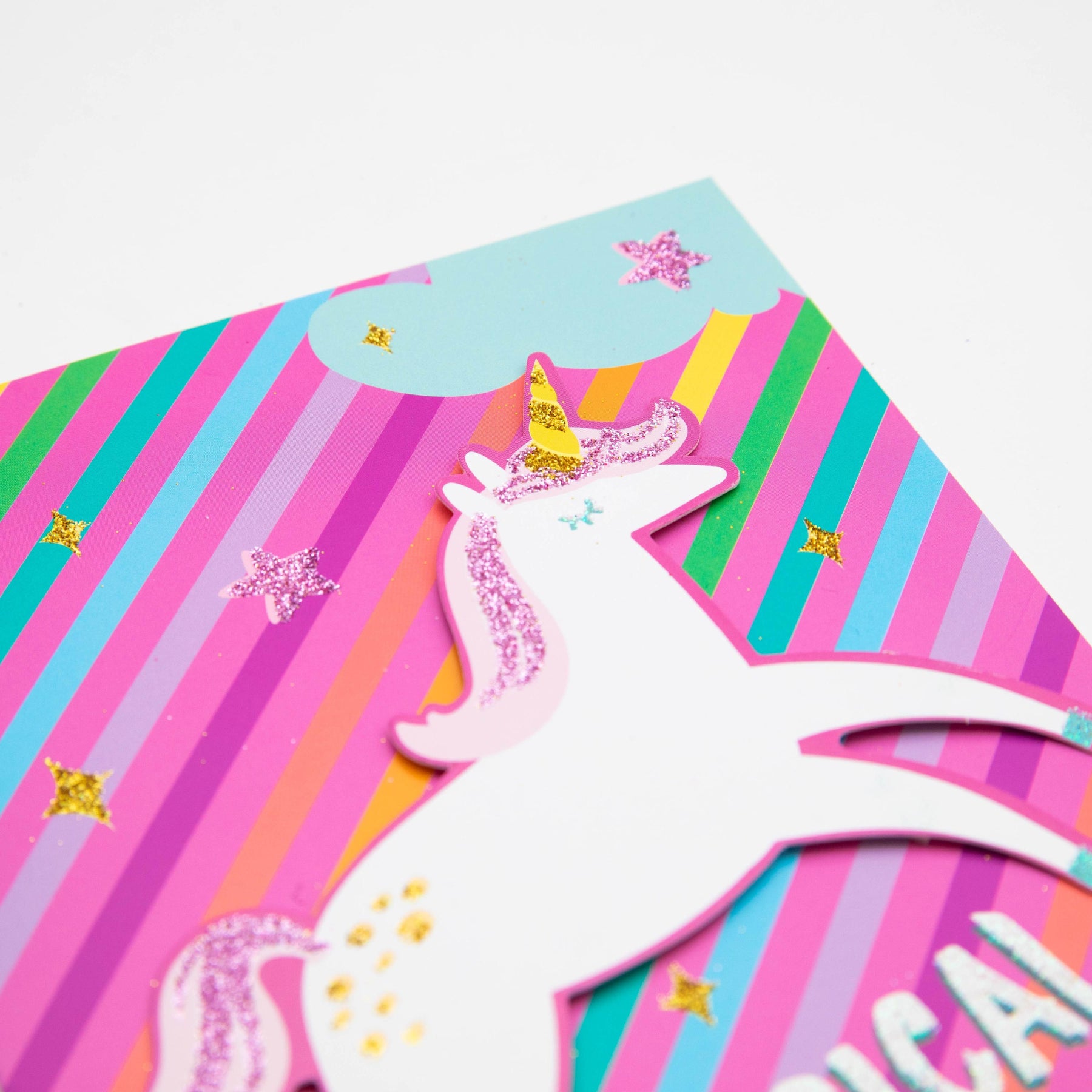 PaperCraft Handmade Kids Birthday Card – Unicorn Magical Wishes