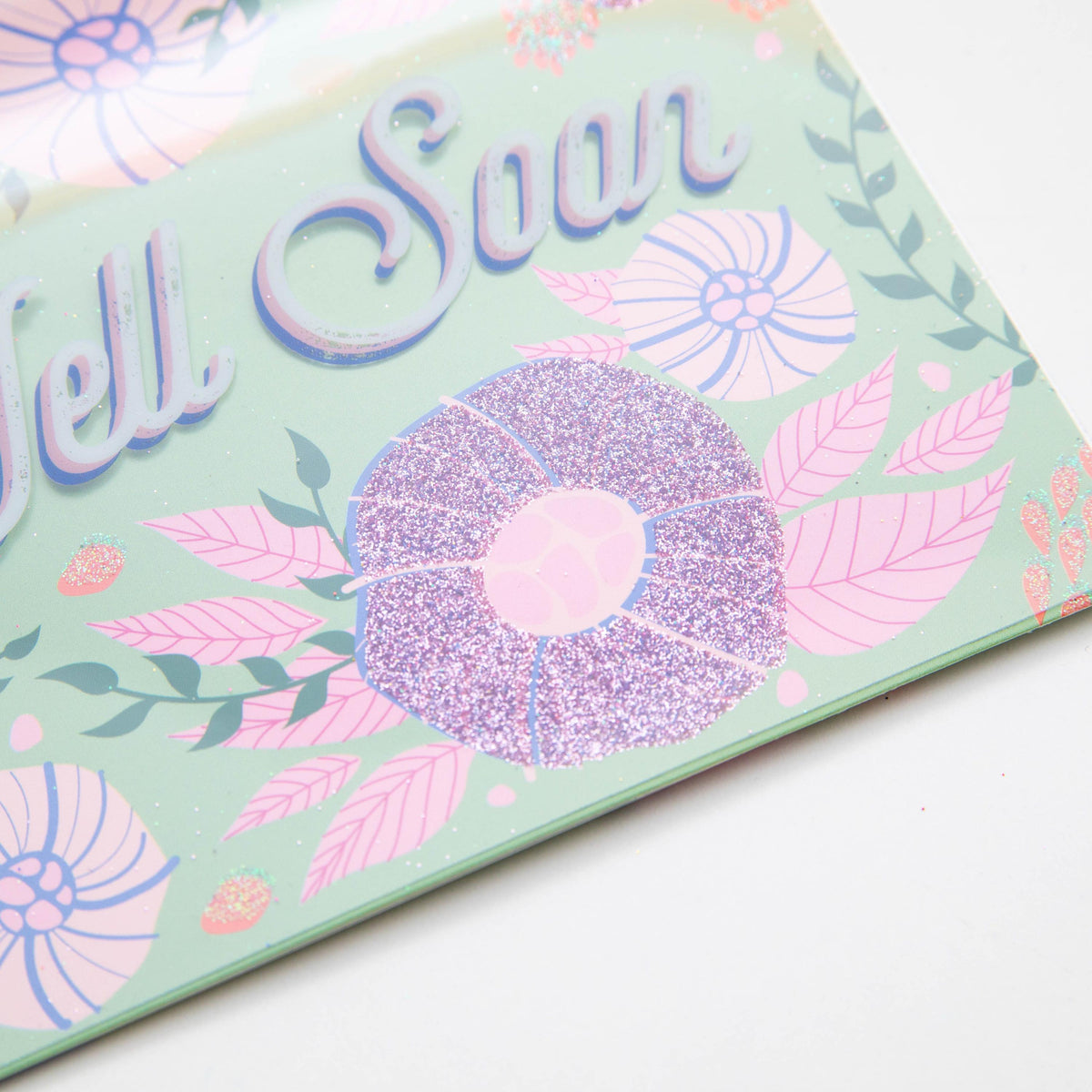 PaperCraft Handmade Get Well Soon Card – Glittery Flowers
