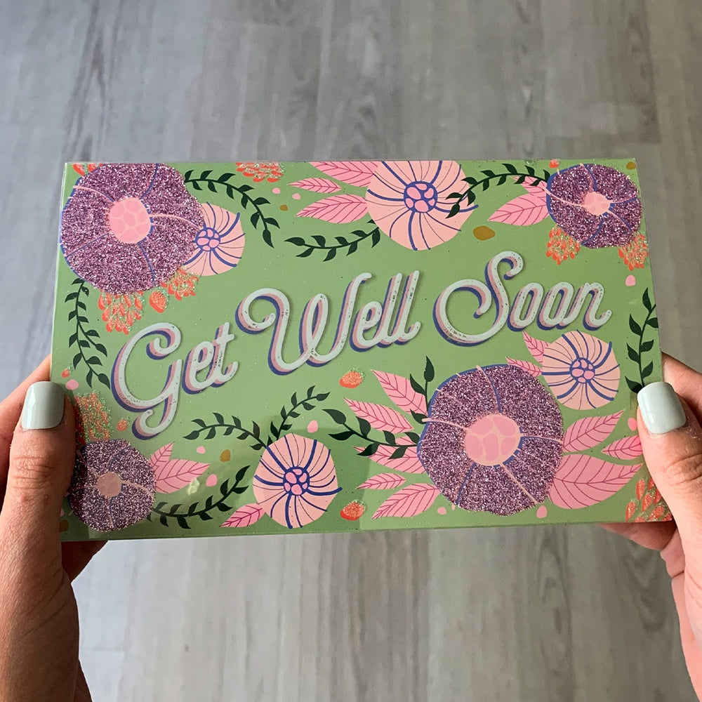 PaperCraft Handmade Get Well Soon Card – Glittery Flowers
