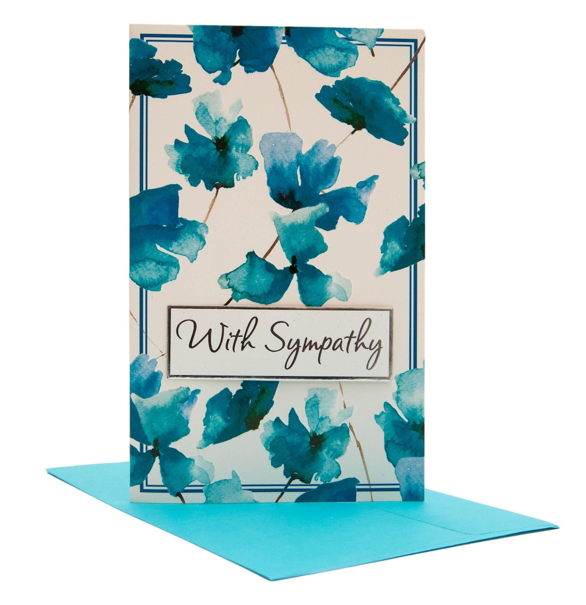 PaperCraft Handmade Sympathy Card – 3D Message With Blue Flowers